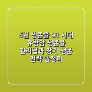 "5년 생존율 93% 시대", 유방암 생존율 관리법과 장기 생존 전략 총정리
