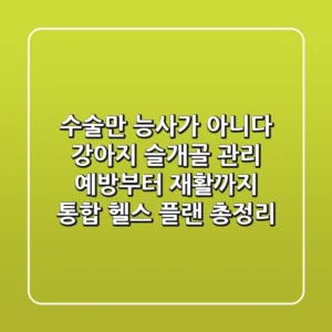 "수술만 능사가 아니다", 강아지 슬개골 관리: 예방부터 재활까지 통합 헬스 플랜 총정리