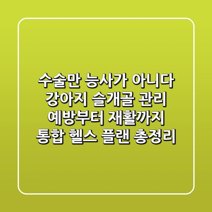 "수술만 능사가 아니다", 강아지 슬개골 관리: 예방부터 재활까지 통합 헬스 플랜 총정리