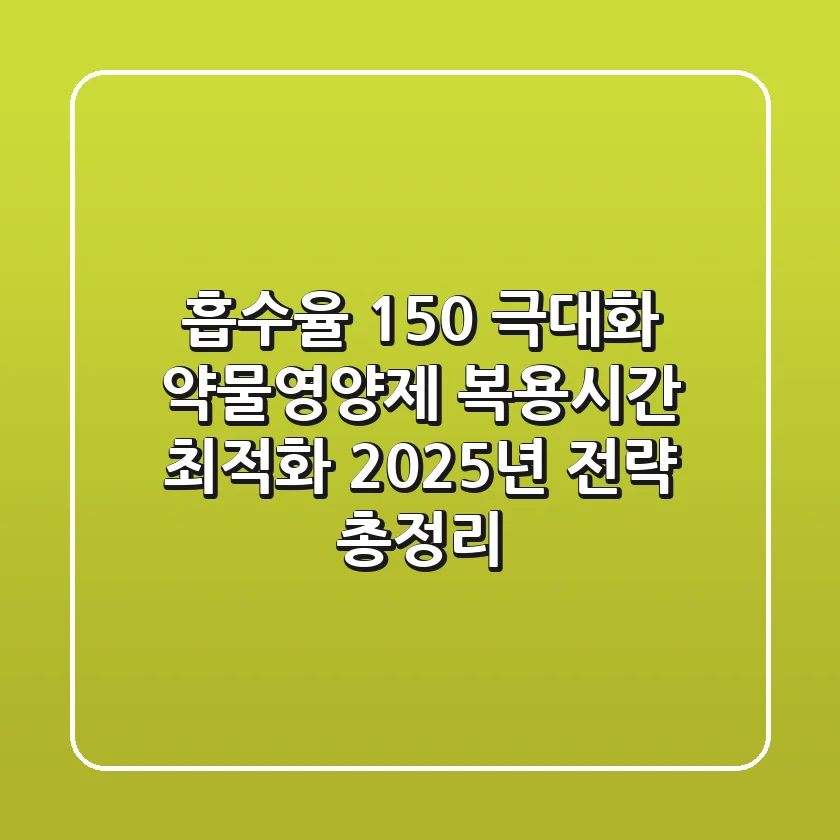 "흡수율 150% 극대화", 약물·영양제 복용시간 최적화 2025년 전략 총정리